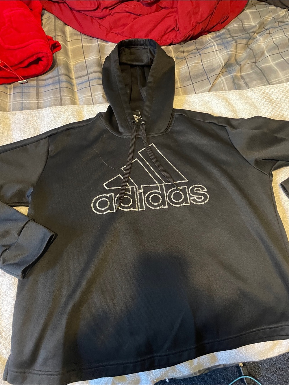 adidas Black Pullover Hoodie with Outline Logo